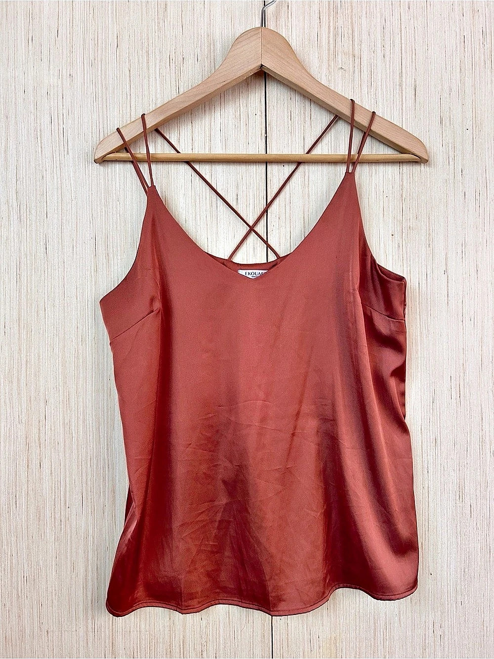 Ekouaer Silk Satin Camisole Tank Top Ruse Like New, Small
